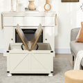 Homcom Farmhouse Coffee Table With Storage, Large Square Coffee Table Antique White Particle Board