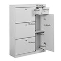 Shoe Cabinet,Freestanding Tipping Bucket Shoe Rack Organizer With 3 Flip Drawers,Entryway Narrow Shoe Storage With Adjustable Storage Shelf,Modern Slim Hidden Shoe Cabinet, White 5 Or More Spaces White Primary Living Space Particle Board
