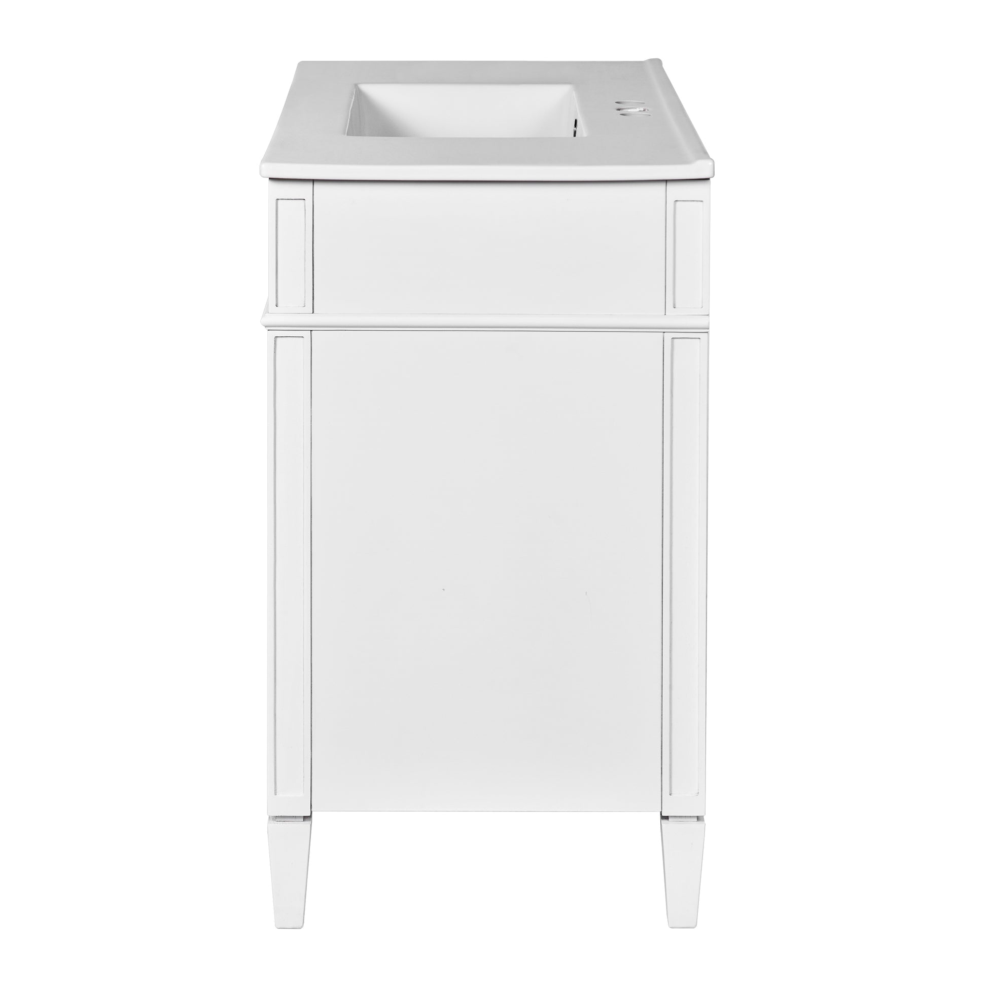 36'' Bathroom Vanity With Top Sink, Modern Bathroom Storage Cabinet With 2 Drawers And A Tip Out Drawer, Single Sink Bathroom Vanity White Bathroom Solid Wood Mdf Ceramic,Solid Wood Mdf