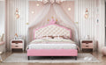 Full Size Lovely Crown Fantasy Pu Leather Princess Bed With Tufted Headboard, Pink Cream Full Pink Mdf Lvl