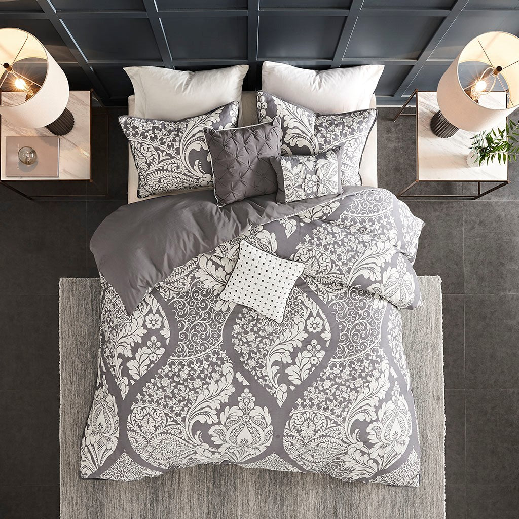 6 Piece Printed Duvet Cover Set King Multicolor Polyester