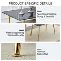Table And Chair Set. 1 Table With 4 Gray Pu Chairs. Modern Minimalist Rectangular Black Imitation Marble Dining Table, With Golden Metal Legs. Paired With 4 Chairs With Golden Legs.Dt 1544 C001 Black Gold Glass Metal