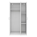 3 Door Wardrobe With Mirror, Armoire With Hanging Rod And 3 Fixed Shelves,White White Particle Board