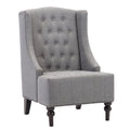 1Pc Modern Living Room Button Tufted Wingback Accent Chair Steel Grey Luxury Look Diamond Button Tufted Pattern Gray Primary Living Space Traditional Foam Wood