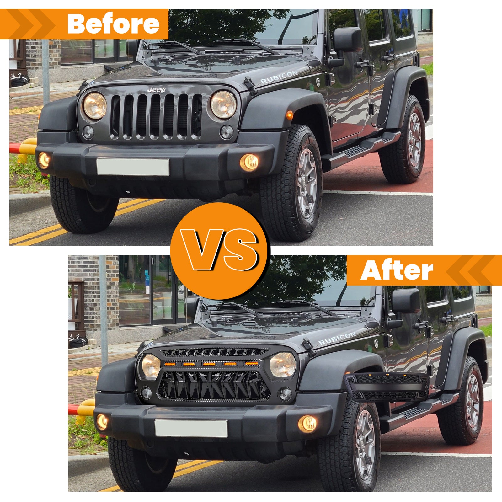 Front Matte Black Shark Grille Replacement Grill For Jeep Wrangler Jk 2007 2017 With Led Lights Black Abs