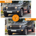 Front Matte Black Grille For Jeep Wrangler Jk 2007 2017 With Led Lights Black Abs