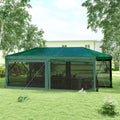 Outsunny 10' X 20' Party Tent, Outdoor Wedding Canopy & Gazebo With 6 Removable Sidewalls, Shade Shelter For Events, Bbqs, Green Green Steel