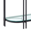 Ley 47 Inch Wood Sideboard Console Sofa Table, Industrial Design, Oak Brown Glass Metal
