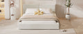 Queen Size Upholstered Platform Bed With Velvet Fabric, Grounded Bed With Solid Frame, Beige Queen Beige Velvet