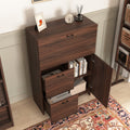 Desk Cabinet, With Storage Drawer & Shelves, Fold Up Desktop, Ideal For Home, Office, Dormitory, Small Spaces W31.49