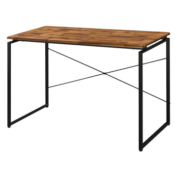 Oak And Black Writing Desk With Metal Sled Base Black Brown Writting Desk Office Industrial Rectangular Wood Metal Sled