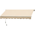 Outsunny 10' X 8' Retractable Awning, Patio Awnings, Sunshade Shelter W Manual Crank Handle, Uv & Water Resistant Fabric And Aluminum Frame For Deck, Balcony, Yard, Beige Beige Aluminum