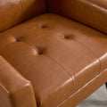 Modern Soft Leather Material Ergonomics Accent Chair Living Room Chair Bedroom Chair Home Chair With Black Legs For Indoor Home Light Brown Pu Light Brown Foam Upholstered