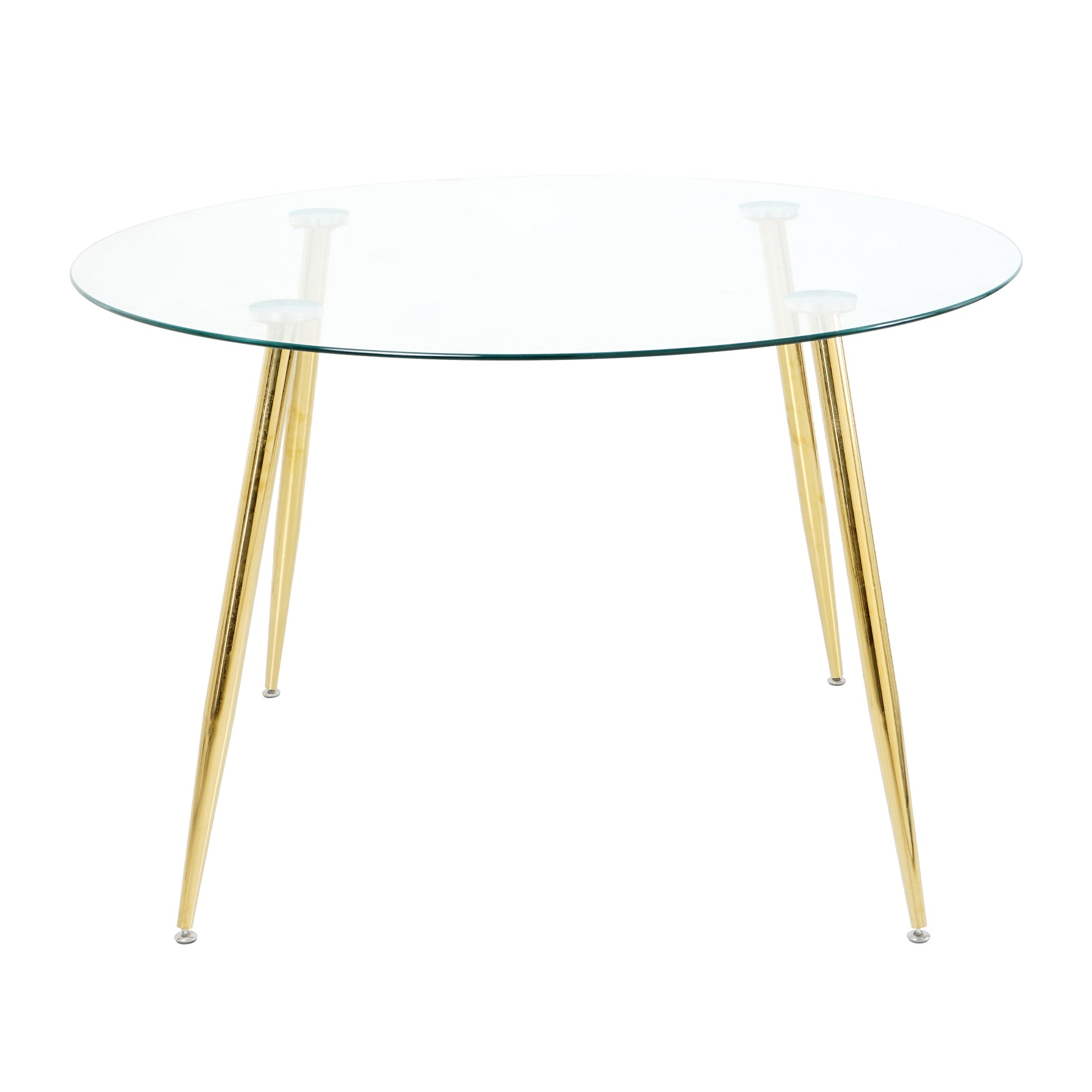 Modern Simple Glass Table, High Quality Tempered Glass Metal Material, Gold Plated Table Legs, Suitable For Restaurant Kitchen Set Of 1 Gold Round Glass