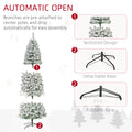 Homcom 9Ft Pre Lit Snow Flocked Slim Douglas Fir Artificial Christmas Tree With Realistic Branches, 550 Led Lights And 988 Tips Green Pvc