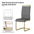 Table And Chair Set, The Table Is Equipped With A Marble Patterned Mdf Tabletop And Gold Table Legs.The Chair Is Equipped With Pu Synthetic Leather High Back Cushion And Gold Coated Metal Legs. Grey Gold Seats 6 Mdf Metal