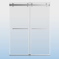 50 54 Inches Width 76 Inches Height Double Sliding Frameless Shower Door With 3 8 Inches 10Mm Clear Tempered Glass, Brushed Nickel Finish Brushed Nickel Bathroom Luxury,Modern Glass