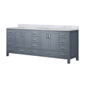 Dark Grey Double Bath Vanity 84 In. W X 22 In. D, With Carrara Marble Top Dark Grey Plywood Wood