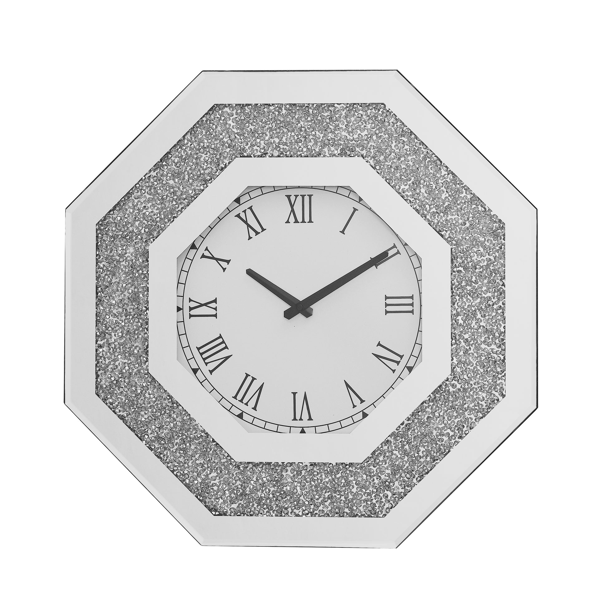 Octagonal Mirror Wall Clocks And Artificial Gemstone Wall Clocks Silver American Design Acrylic Mdf Glass