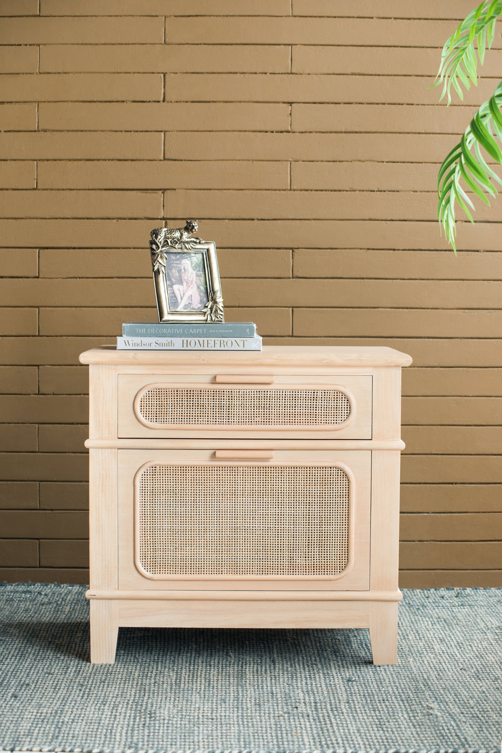 27.5X18X26" Bedside Table Brown Mdf