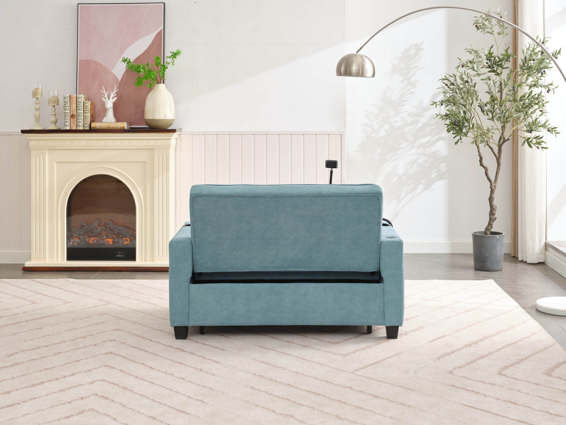 Futon Chair Bed Convertible Chair 3 In 1 Pull Out Sleeper Chair Beds With Usb Ports,Wear Resistant And Anti Scratch, Armchair Bed Sleeper For Living Room Green Tech Cloth Green Foam Tech Cloth 2 Seat