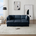 Modular Sectional Sofa Couch Bed With Storage 6 Seater, Sleeper Sofa Bed Couch With Reversible Chaise Ottomans, Adjustable Arms And Backs Blue Blue Polyester 3 Seat