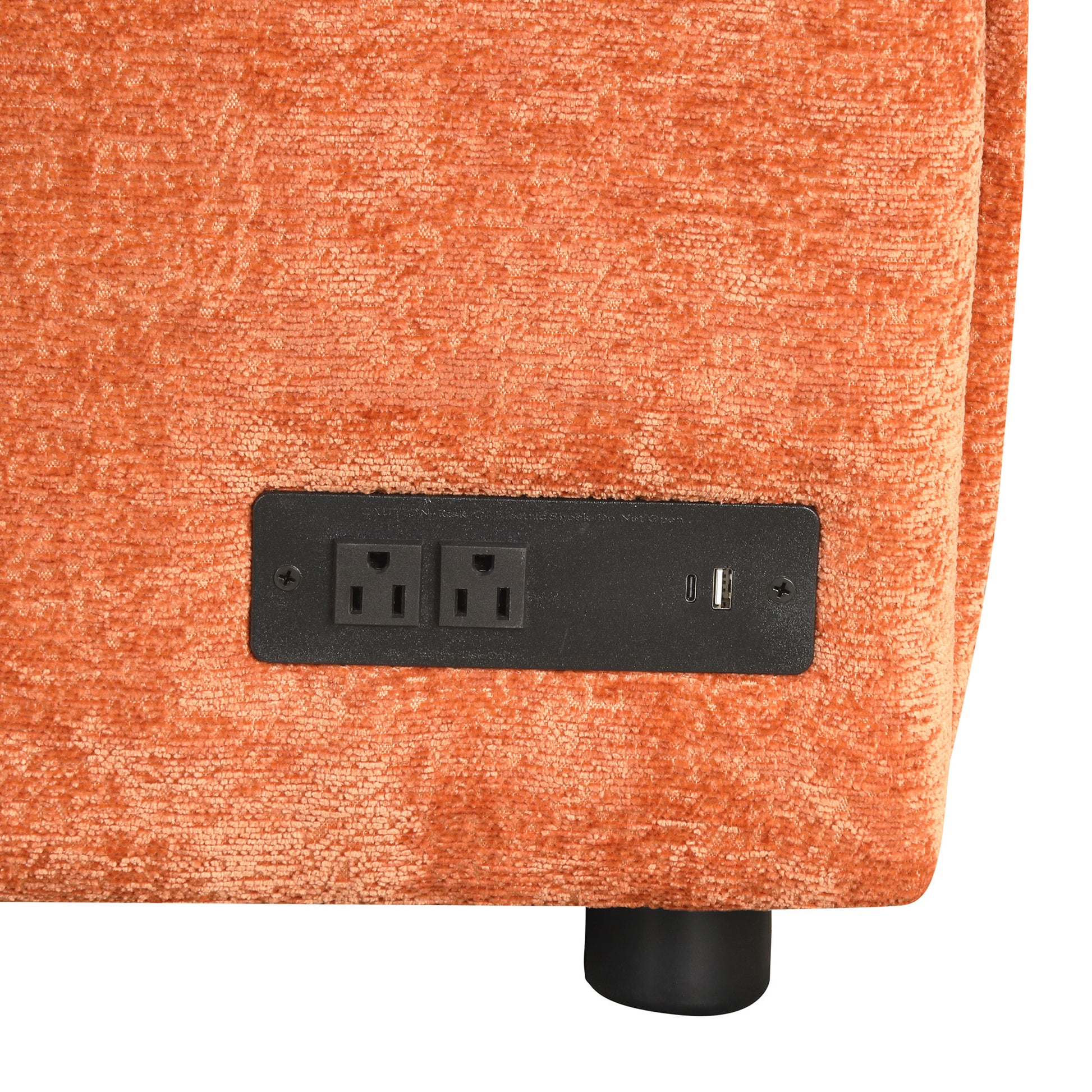 82.67"Convertible Sofa Bed Sectional Sofa Sleeper L Shaped Sofa With A Storage Ottoman,Two Pillows, Two Power Sockets And Two Usb Ports For Living Room, Orange Orange Foam Chenille 4 Seat