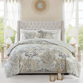 3 Piece Cotton Floral Printed Reversible Duvet Cover Set King Multicolor Polyester