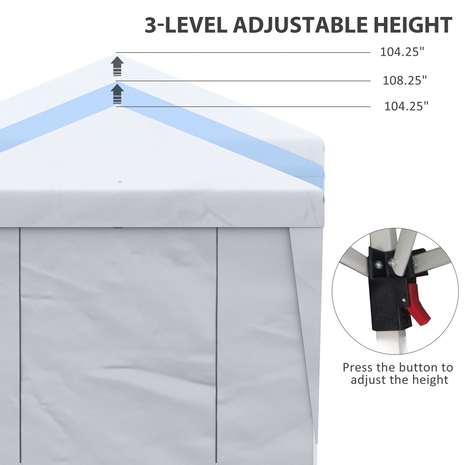 Outsunny 10' X 19.5' Pop Up Canopy Tent With Sidewalls, Height Adjustable Large Party Tent Event Shelter With Leg Weight Bags, Double Doors And Wheeled Carry Bag For Garden, Patio, White White Steel