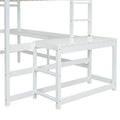 Full Loft Bed With Built In Desk, Ladder Platform, Ladders, Guardrails,White Full White Bedroom American Design Pine