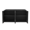 4 Door Curved Corner Design Wavy Door Panel Cabinet With Adjustable Shelves, Suitable For Study, Living Room And Entrance Black Mdf