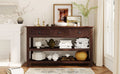 Retro Design Console Table With Two Open Shelves, Pine Solid Wood Frame And Legs For Living Room Espresso Espresso Solid Wood Mdf