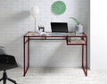 Yasin Glass Top & Red Finish Writing Desk Red Glass,Metal,Synthetic Wood