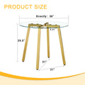 Modern Luxurious Round Tempered Glass Dining Table With Gold 7 Shaped Metal Legs,Suitable For Family Meals, Office Conferences, Or As A Casual Coffee Table For Various Occasions.36*36*29.5 Gold