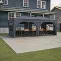 10'X20' Pop Up Canopy Tent With 6 Sidewalls, Ez Pop Up Outdoor Canopy For Parties, Waterproof Commercial Tent With 3 Adjustable Heights, Carry Bag, 6 Sand Bags, 6 Ropes And 12 Stakes, Gray Gray