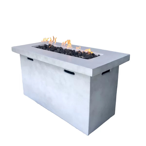 25" H X 42" W Fiber Reinforced Concrete Propane Outdoor Fire Pit Table Natural White Garden & Outdoor Modern Stone Concrete