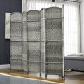 Homcom 6 Panel Room Divider, 6' Tall Folding Privacy Screen, Hand Woven Freestanding Wall Partition For Home Office, Bedroom, Mixed Gray Grey Polypropylene