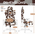 Techni Sport Ts85 Brown Cow Series Gaming Chair Caster Nylon Brown Office Spot Clean Rectangular Modern Handle Office Chairs Solid Back Fabric Metal
