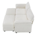 Free Combination Modular Convertible Sectional Sofa Bed Set, 4 Seat Upholstered Sleeper Corner Couch, Deep Seat Loveseat With Ottoman For Living Room, Office, Apartment,2 Colors White Chenille 4 Seat