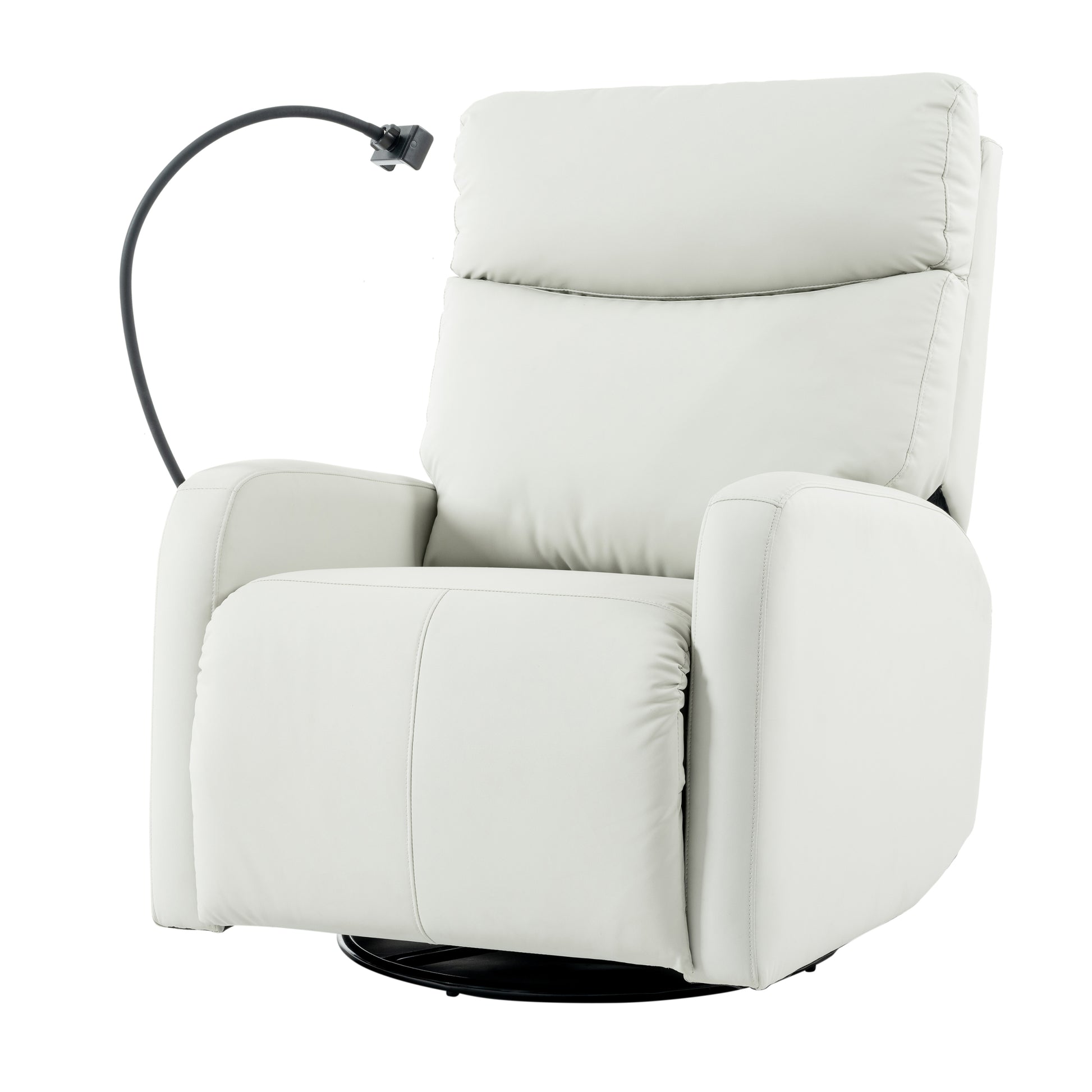 Rocking Recliner Chair,360 Degree Swivel Nursery Rocking Chair,Glider Chair,Modern Small Rocking Swivel Recliner Chair For Bedroom,Living Room Chair Home Theater Seat,Phone Holder Light Gray Solid Light Brown Primary Living Space Push Button Rubberwood