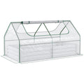Outsunny 6' X 3' Galvanized Raised Garden Bed With Mini Pvc Greenhouse Cover, Outdoor Metal Planter Box With 2 Roll Up Windows For Growing Flowers, Fruits, Vegetables And Herbs, Light Gray Light Grey Plastic