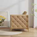 Accent Chair For Living Room Upholstered Arm Chair With Metal Legs Velvet Khaki Khaki Foam Fabric