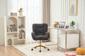 005 Teddy Fabric 360 Swivel Home Office Chair With Gold Metal Base And Universal Wheels,Dark Gray Solid Dark Gray Office Sponge Wipe Clean Modern Office Chairs Tufted Back Foam Swivel Teddy