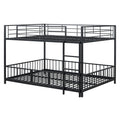 Full Over Full Size Metal Bunk Bed With Slide And Guardrails, Black Full Black Metal