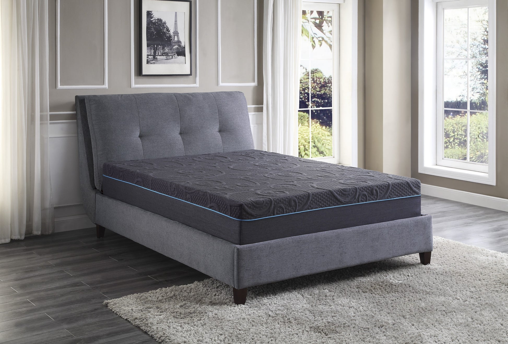 11 Inch Eastern King Bed Mattress Gel Infused Memory Foam Hybrid Mattress, Dark Gray, Mattress In A Box Dark Gray Bedroom Foam Spring King