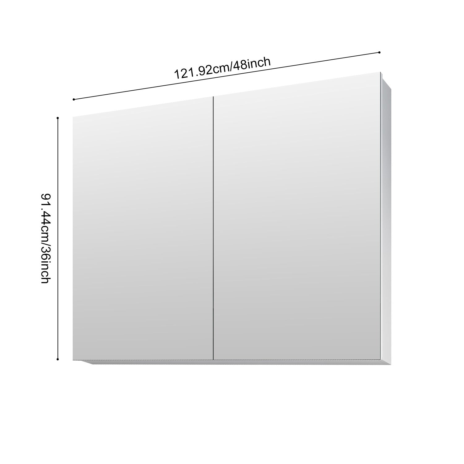 48'' W X 36'' H Surface Frameless Mirror Medicine Cabinet, Beveled Mirror Edges Bathroom Medicine Cabinet White Engineered Wood