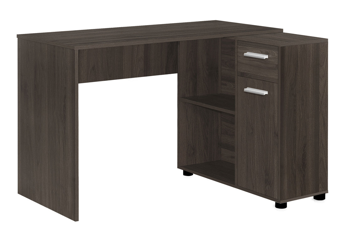 Computer Desk, Home Office, Corner, Storage Drawers, 46"L, L Shape, Work, Laptop, Brown Laminate, Contemporary, Modern Oak Particle Board