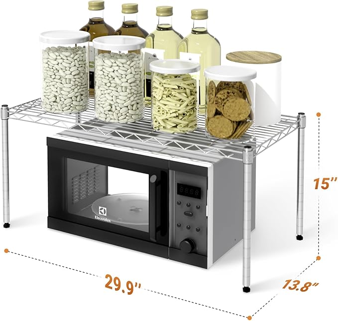 1 Tier Shelving Units, 29.92" W X 13.78" D X 14.96" H Steel Wire Rack Storage Shelving Organizer, Chrome Chrome Steel