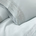 Udine 3 Piece Twin Size Crochet Lace Microfiber Sheet Set The Urban Port, Light Blue Blue Microfiber