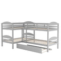 Twin L Shaped Bunk Bed With Trundle Gray Old Sku:Lp000024Aae Gray Solid Wood